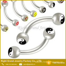 316 L Surgical Steel Eyebrow Body Piercing Barbell With Logo